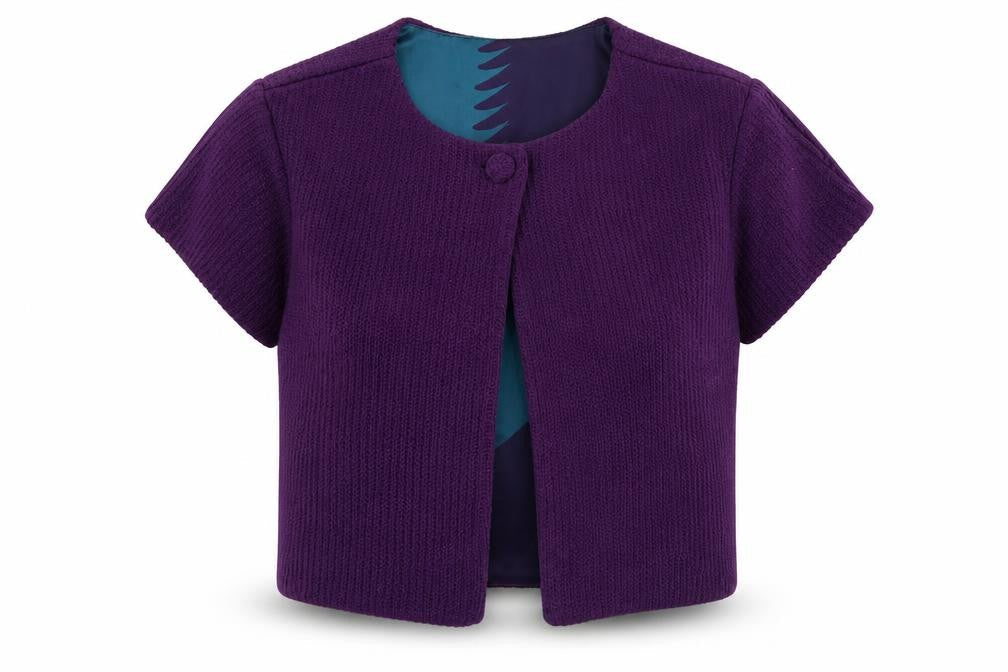 Zigfreda Womens Purple Scoop Neck Cotton Shrug Jumper Size M
