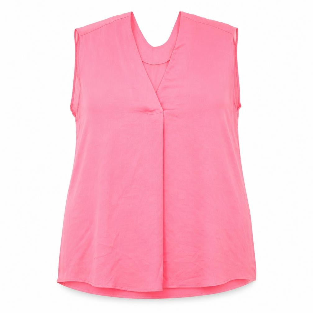Marks & Spencer Womens Pink Polyester Basic Tank Size 16 V-Neck