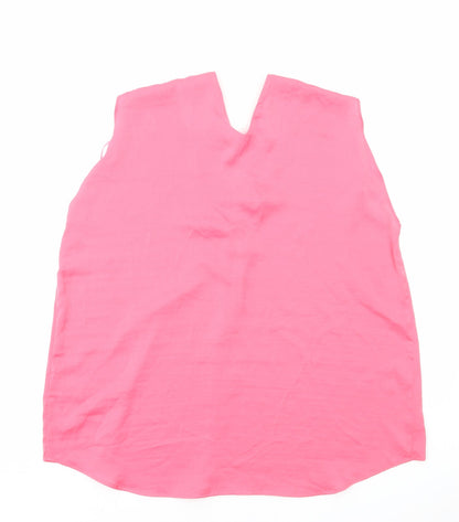Marks & Spencer Womens Pink Polyester Basic Tank Size 16 V-Neck