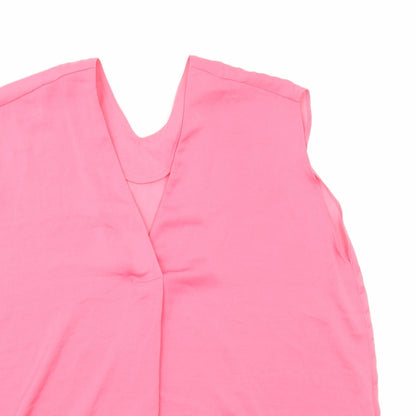 Marks & Spencer Womens Pink Polyester Basic Tank Size 16 V-Neck