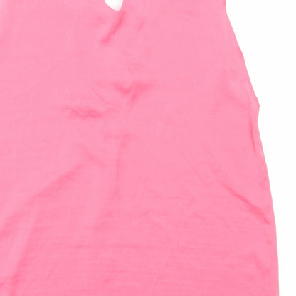 Marks & Spencer Womens Pink Polyester Basic Tank Size 16 V-Neck