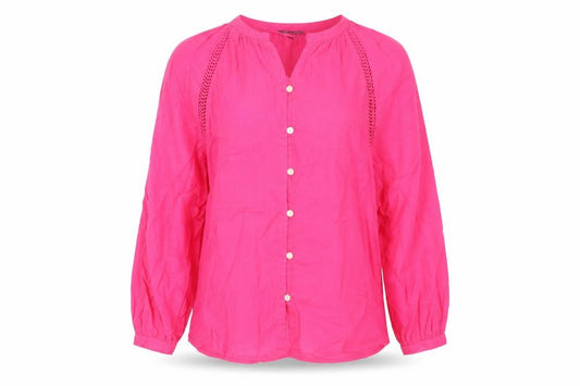 Marks and Spencer Womens Pink Linen Basic Button-Up Size 6 V-Neck