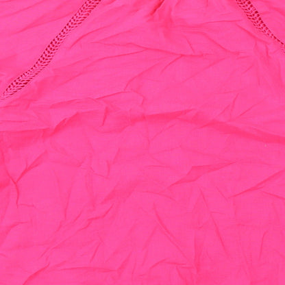 Marks & Spencer Womens Pink Linen Basic Button-Up Size 6 V-Neck