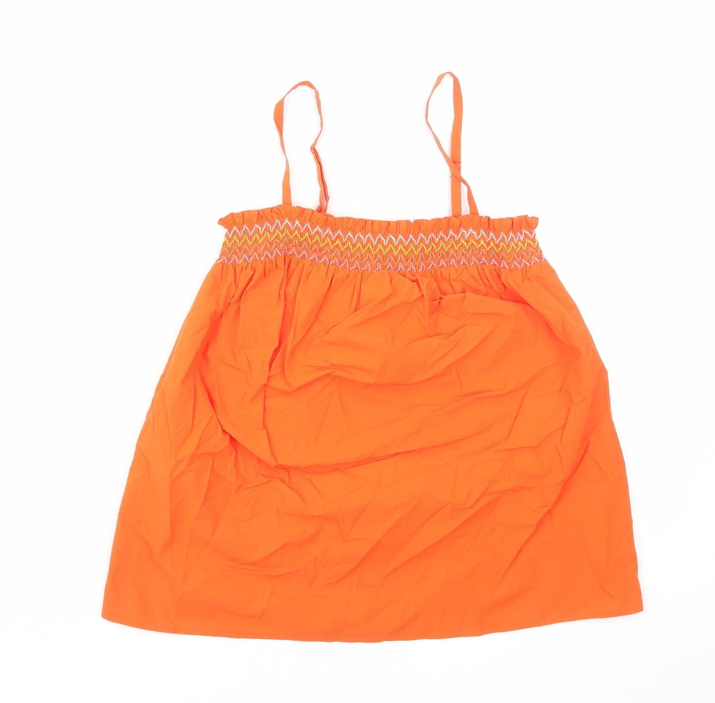 Marks and Spencer Womens Orange Cotton Camisole Blouse Size 8 Square Neck
