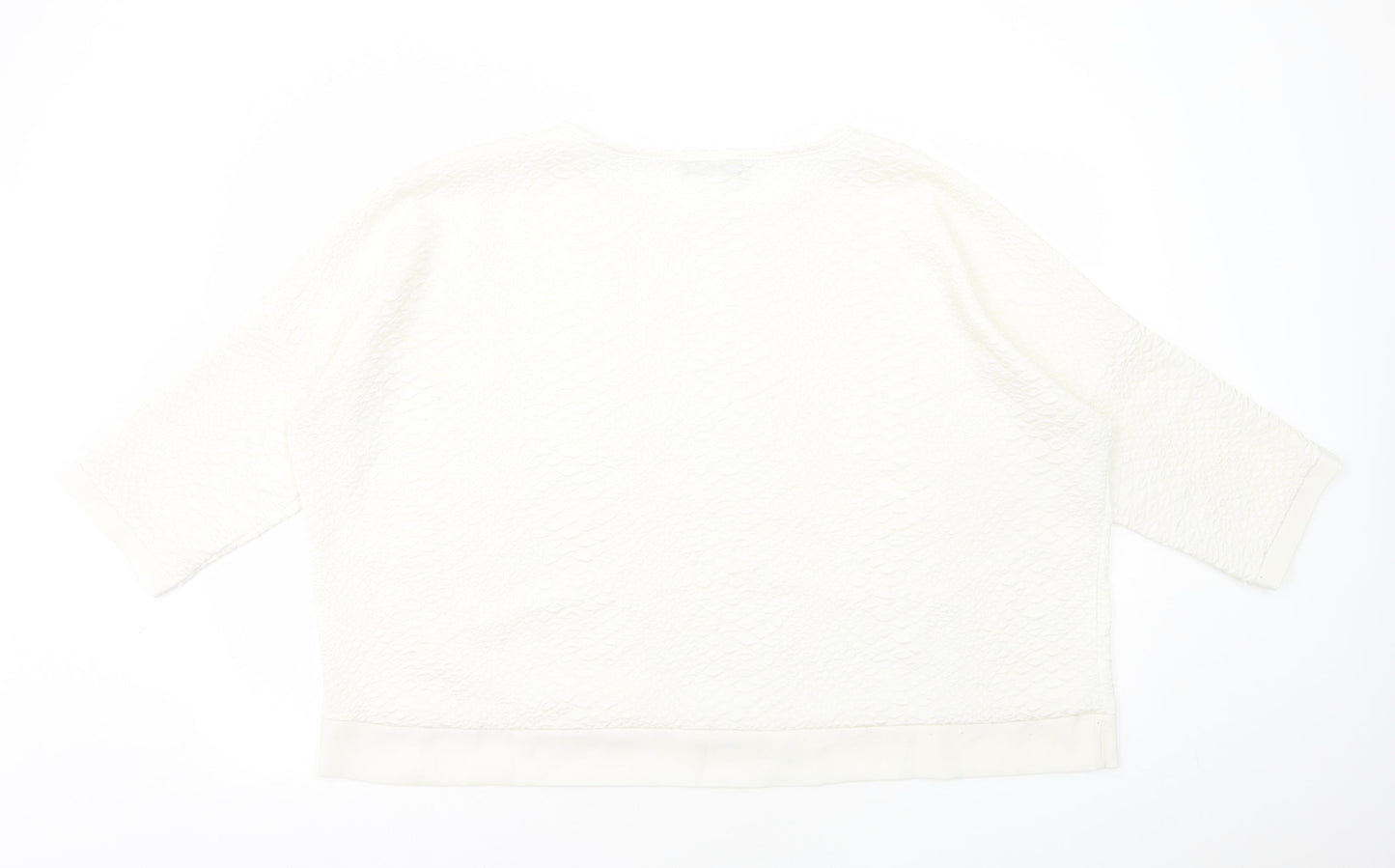 Sam&Lili Womens White Polyester Basic Blouse Size L Round Neck