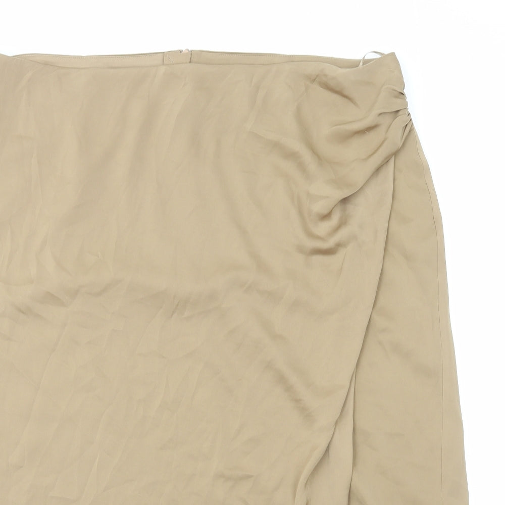 Marks and Spencer Womens Brown Polyester Straight & Pencil Skirt Size 22 Zip