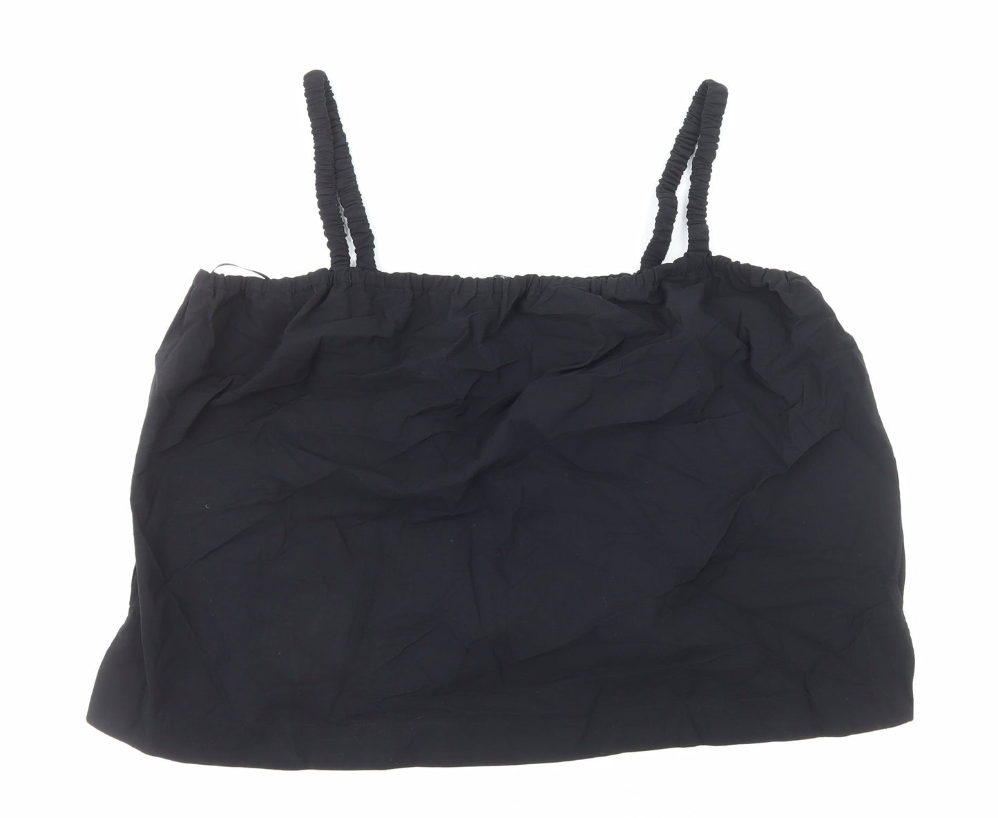 Marks and Spencer Womens Black Cotton Cropped Tank Size 20 Square Neck