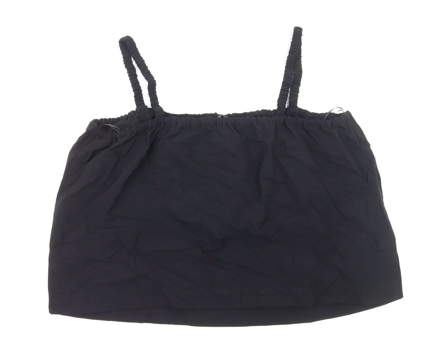 Marks and Spencer Womens Black Cotton Cropped Tank Size 20 Square Neck
