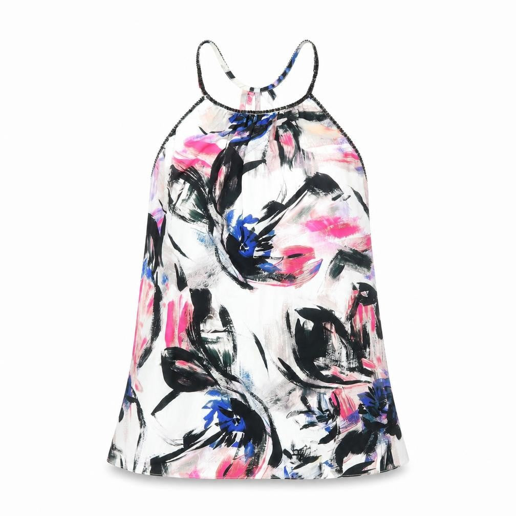 Warehouse Womens Multicoloured Floral Polyester Basic Tank Size 6 Round Neck