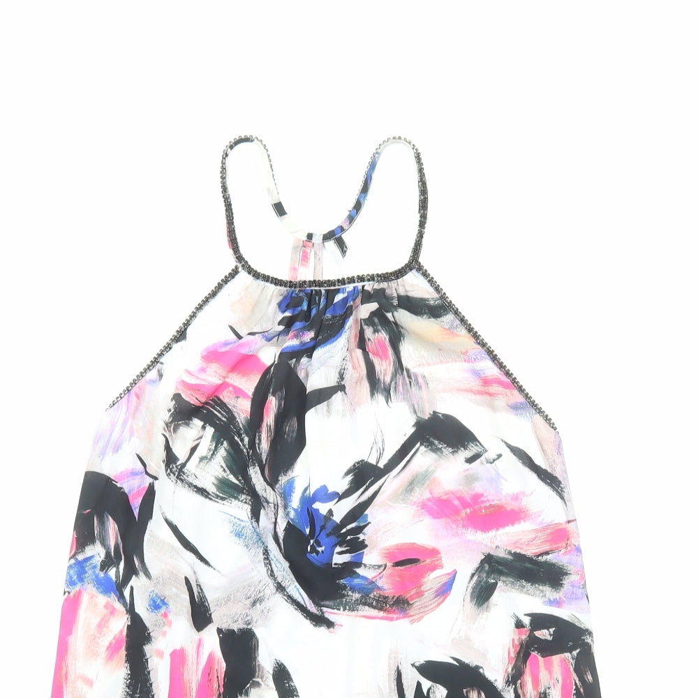 Warehouse Womens Multicoloured Floral Polyester Basic Tank Size 6 Round Neck