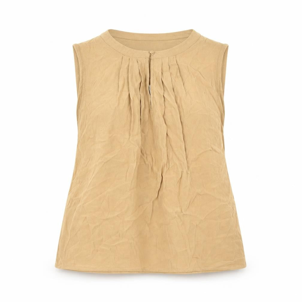 VERO MODA Womens Brown Polyester Basic Tank Size M Scoop Neck