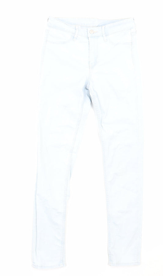 H&M Womens Blue Cotton Skinny Jeans Size 8 Regular Zip