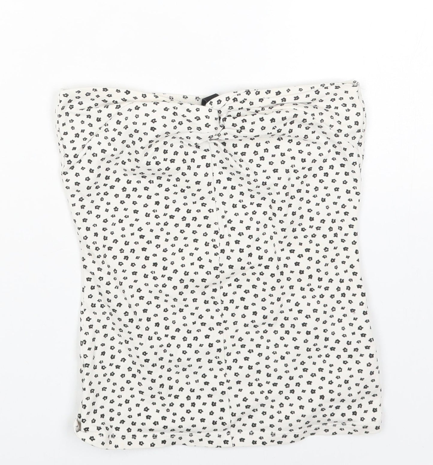 H&M Womens White Floral Cotton Basic Tank Size 8 Off the Shoulder