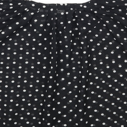 H&M Womens Black Polka Dot Polyester Basic Button-Up Size 6 Scoop Neck