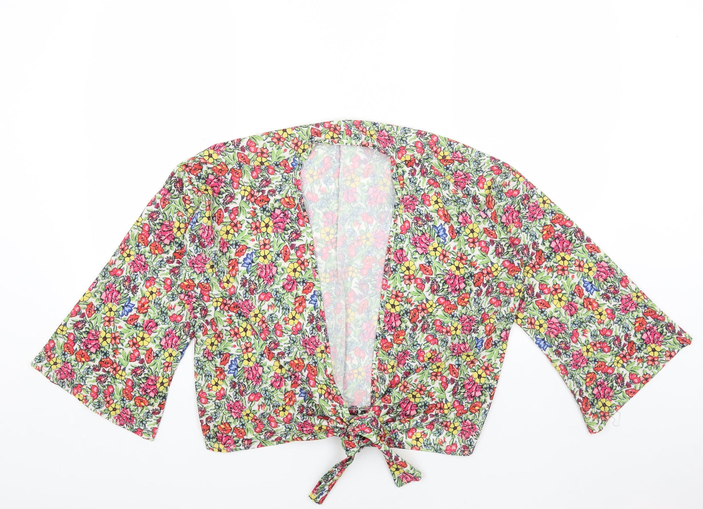 In the Style Womens Multicoloured Floral Polyester Cropped Blouse Size 10 V-Neck