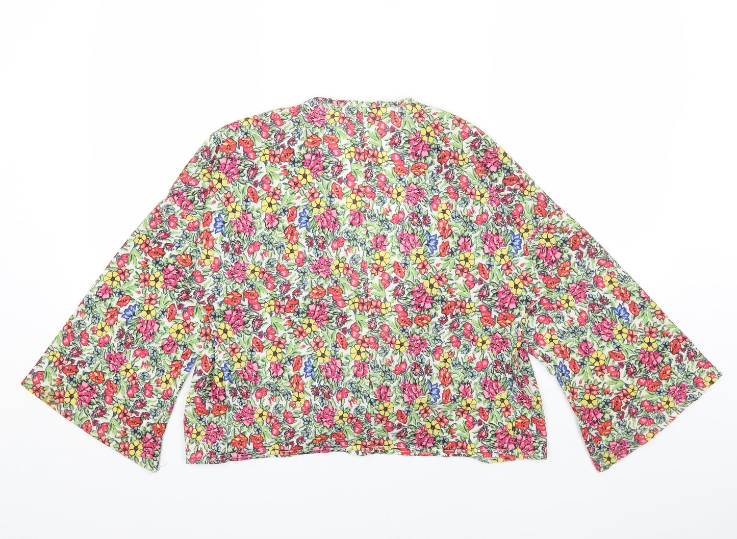 In the Style Womens Multicoloured Floral Polyester Cropped Blouse Size 10 V-Neck