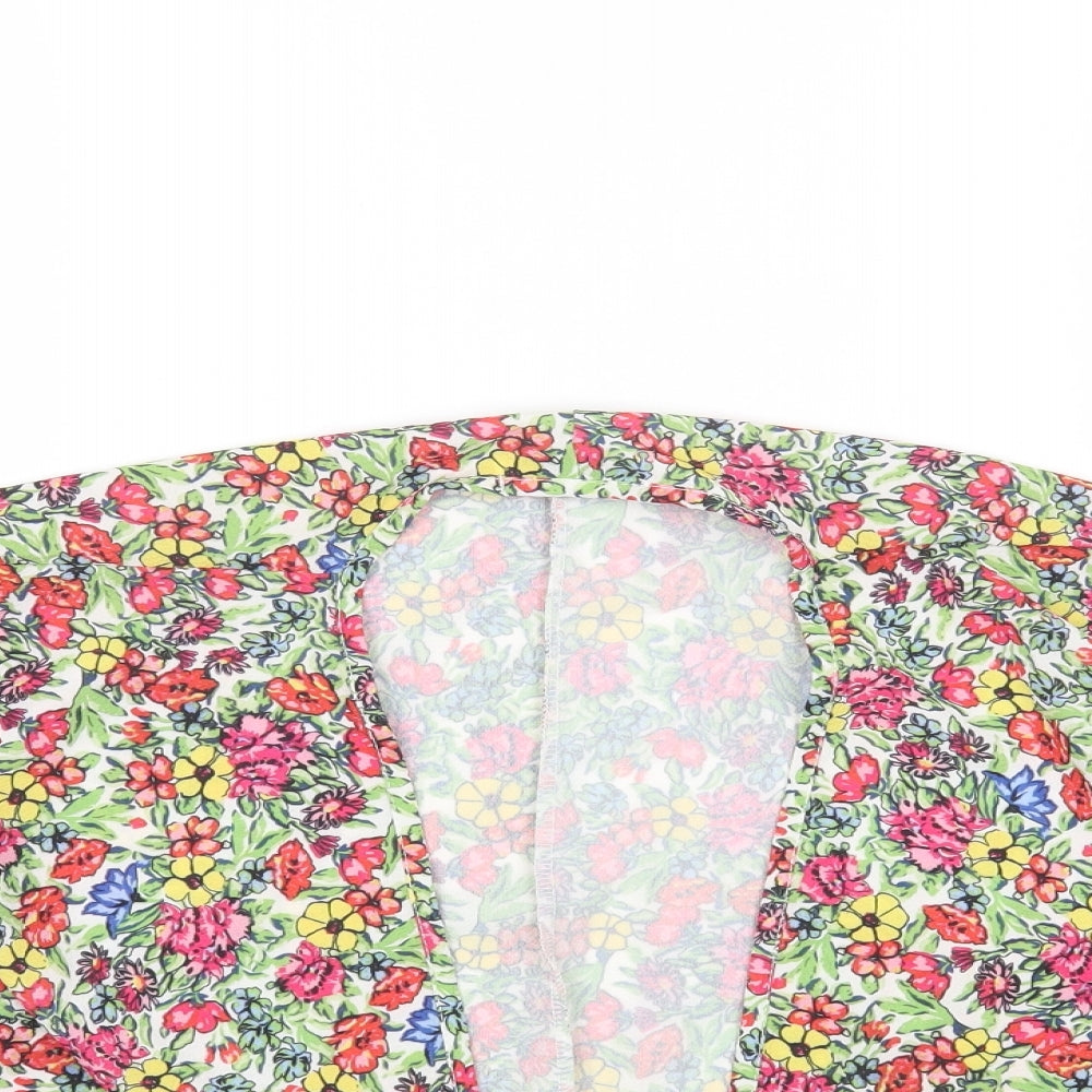 In the Style Womens Multicoloured Floral Polyester Cropped Blouse Size 10 V-Neck