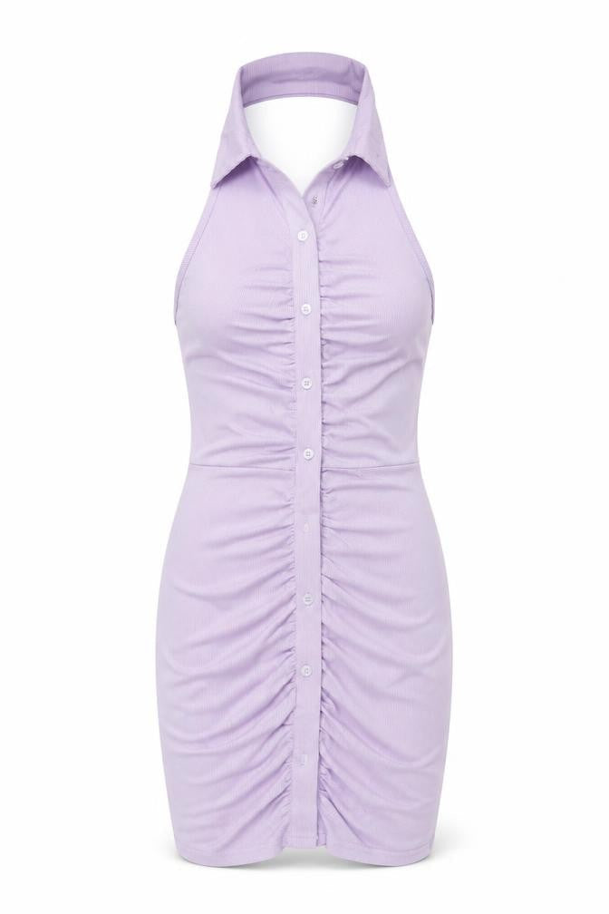 SheIn Womens Purple Polyester Bodycon Size S Halter Button