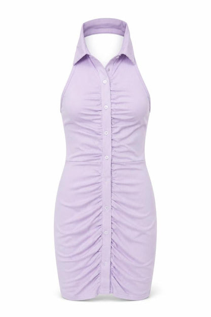 SHEIN Womens Purple Polyester Bodycon Size S Halter Button