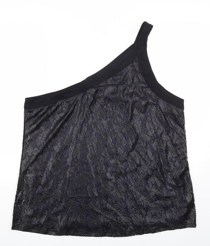 South Womens Black Polyester Basic Tank Size 24 One Shoulder