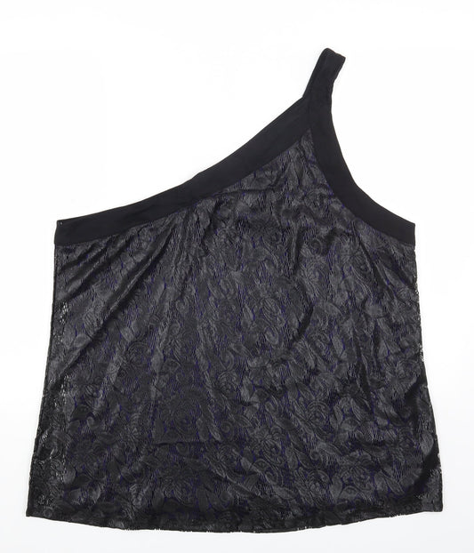 South Womens Black Polyester Basic Tank Size 24 One Shoulder
