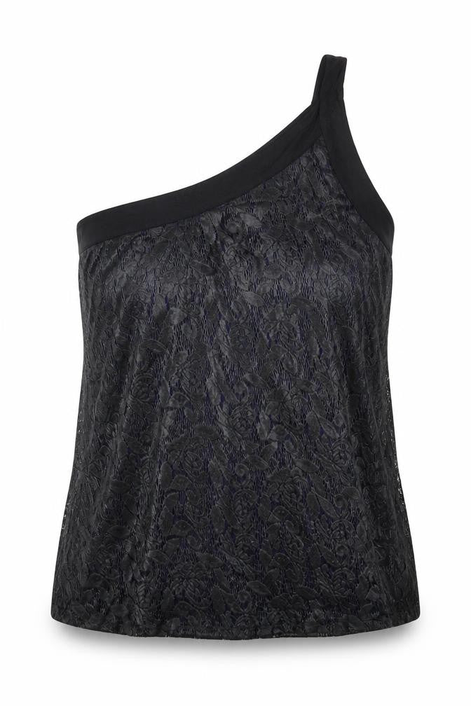 South Womens Black Polyester Basic Tank Size 24 One Shoulder