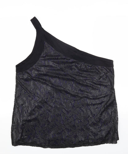 South Womens Black Polyester Basic Tank Size 24 One Shoulder