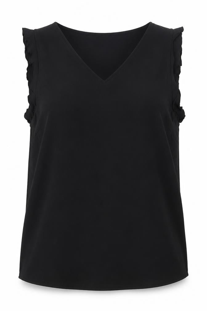 H&M Womens Black Polyester Basic Blouse Size 6 V-Neck