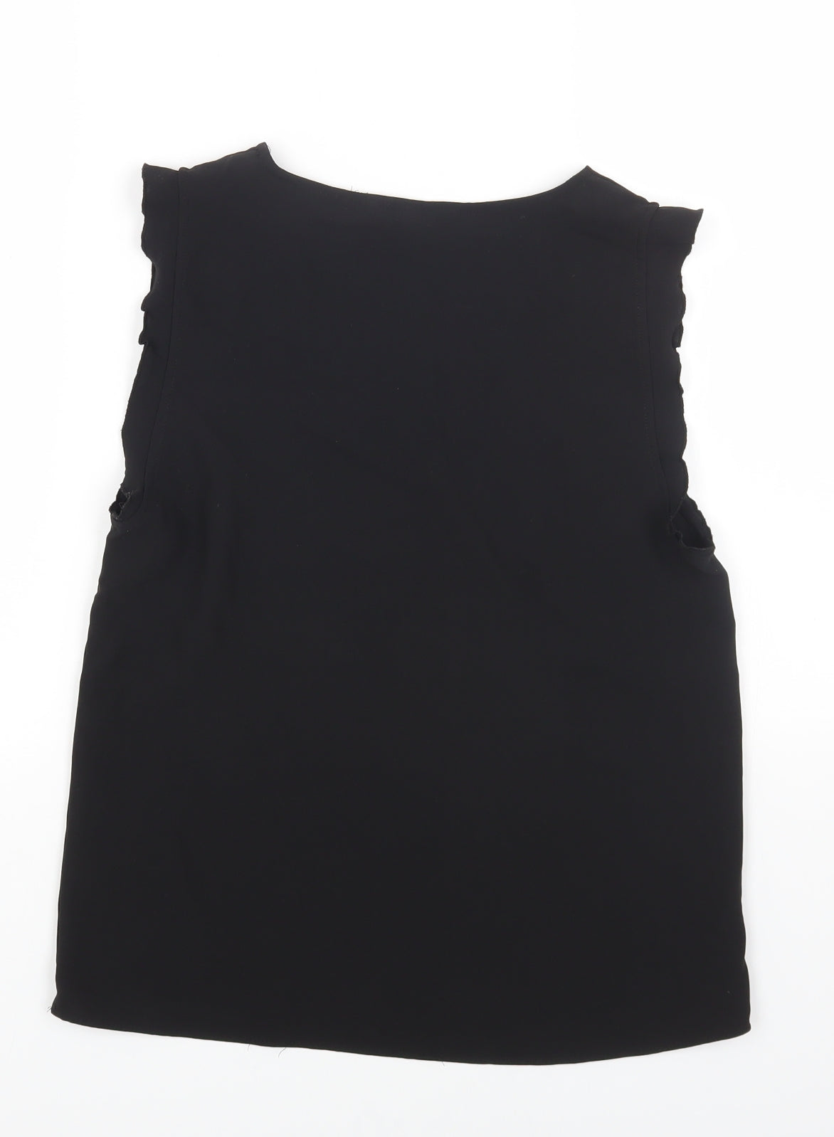 H&M Womens Black Polyester Basic Blouse Size 6 V-Neck