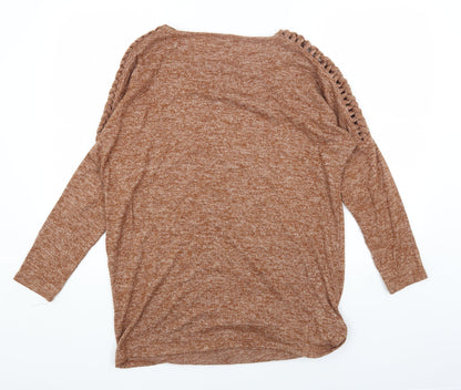 Pep&Co Womens Orange Round Neck Polyester Pullover Jumper Size 10