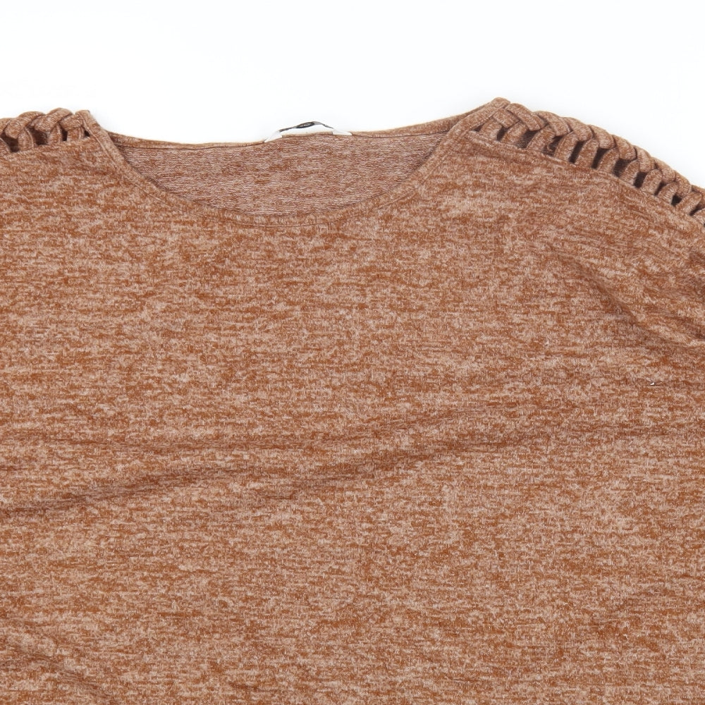 PEP&CO Womens Orange Round Neck Polyester Pullover Jumper Size 10