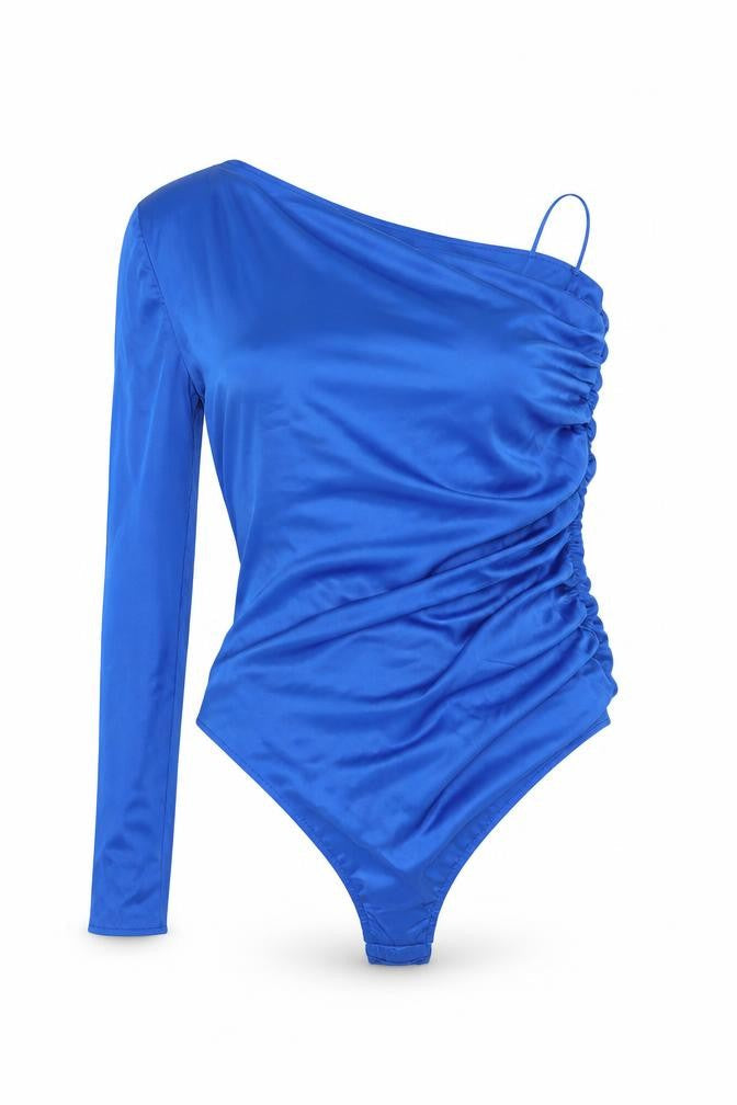 Zara Womens Blue Viscose Bodysuit One-Piece Size 6 Zip