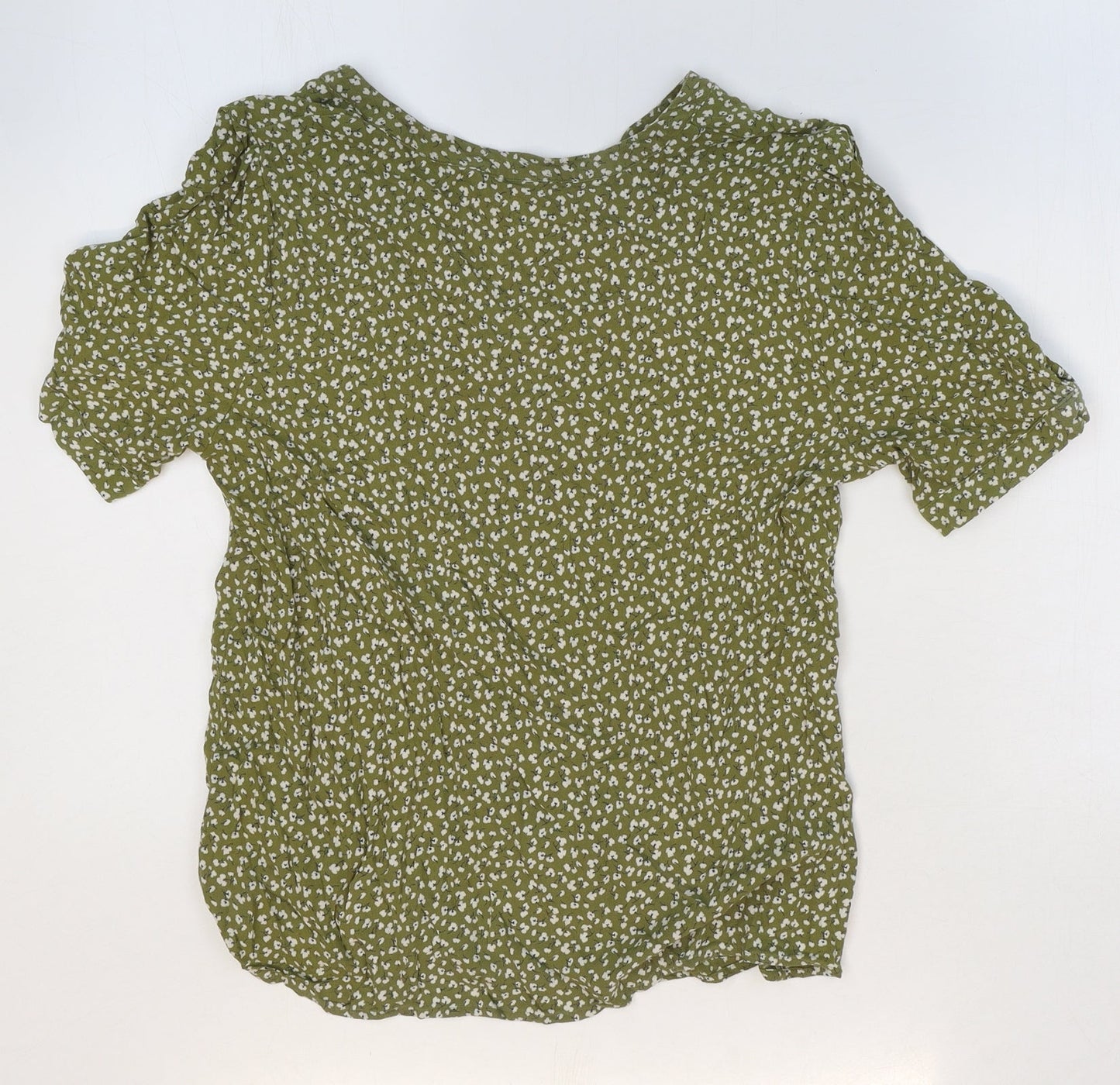 Spirit Womens Green Geometric Viscose Basic Blouse Size 38 V-Neck