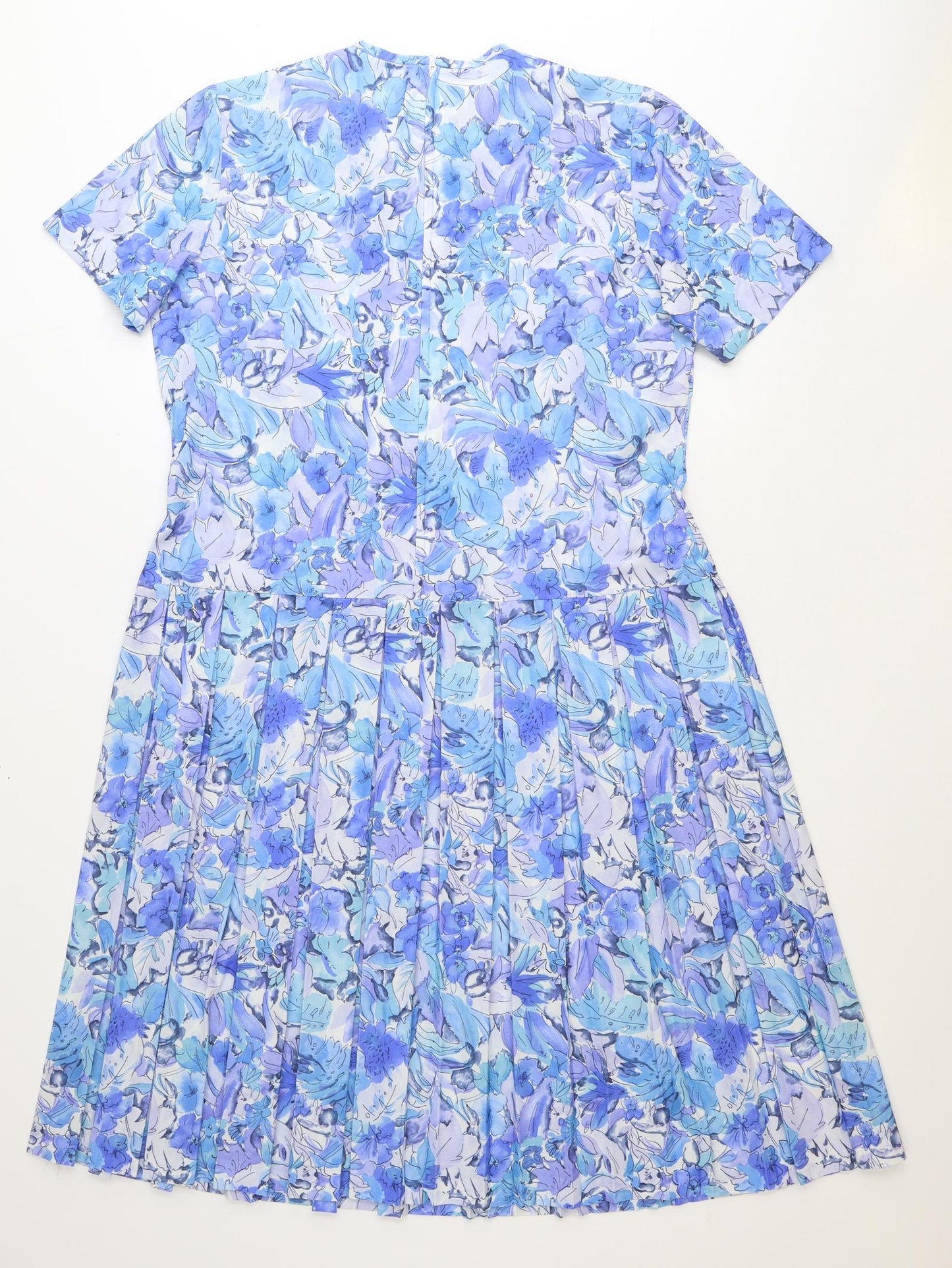 Philip Dale Womens Blue Floral Polyester A-Line Size 16 Round Neck Zip
