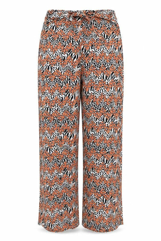 DED LONDON Womens Orange Animal Print Viscose Trousers Size 10 Regular Zip - Leopard Zebra Pattern