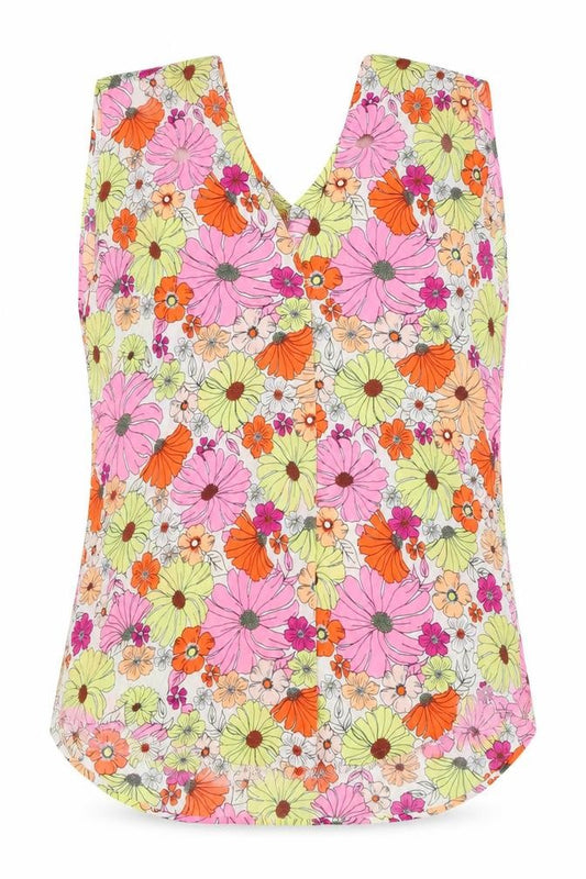 Marks and Spencer Womens Orange Floral Polyester Basic Tank Size 12 V-Neck