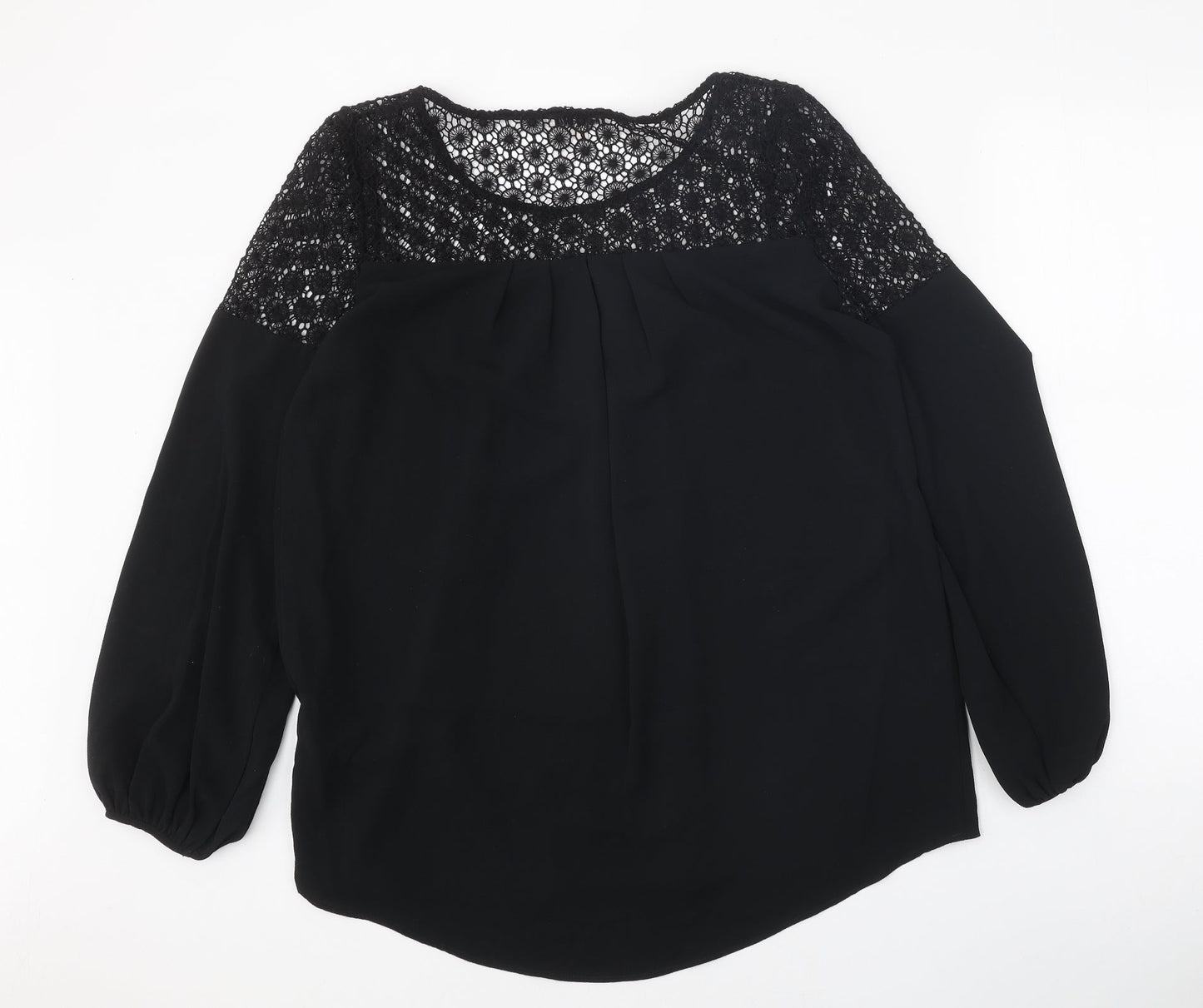 Limited Edition Womens Black Polyester Basic Blouse Size 10 Scoop Neck - Lace Detail