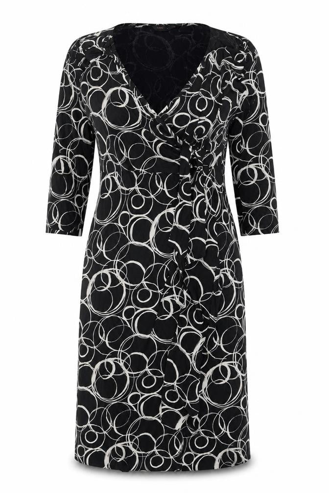 Toxic Womens Black Geometric Polyester Sheath Size 14 V-Neck Tie