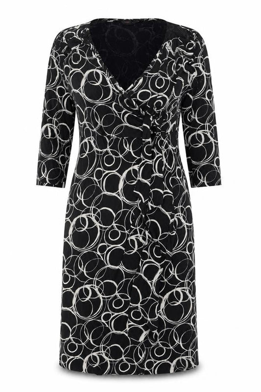 Toxic Womens Black Geometric Polyester Sheath Size 14 V-Neck Tie