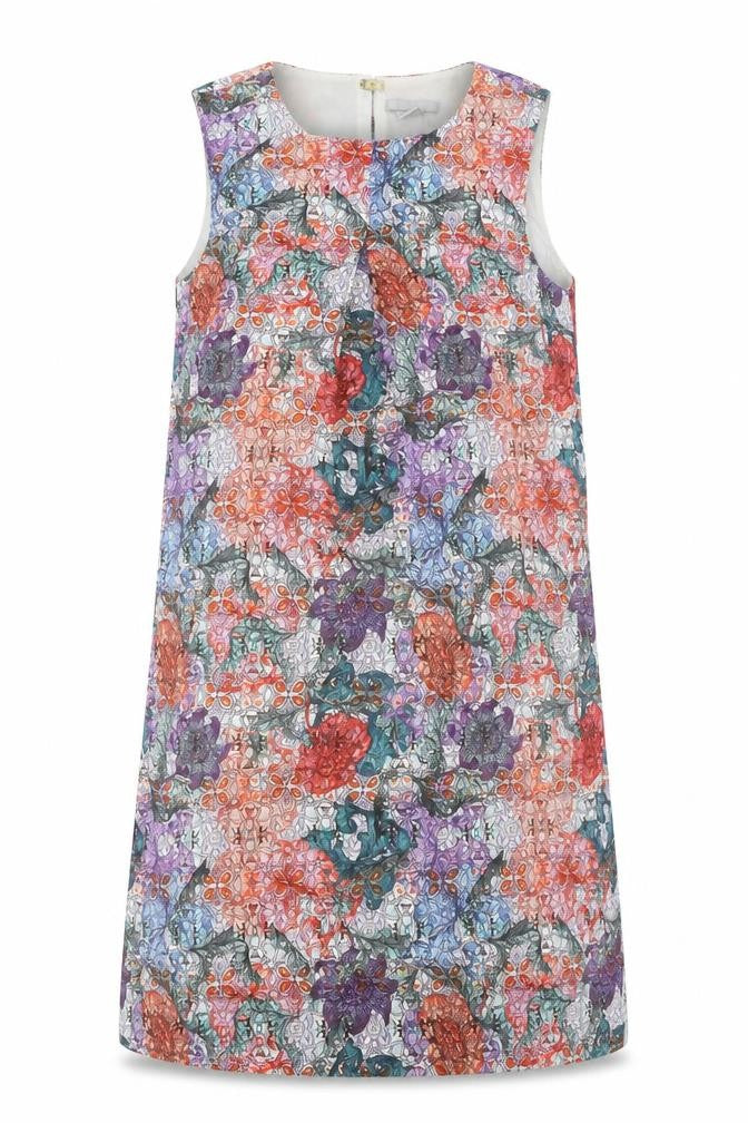 H&M Womens Multicoloured Floral Polyester Shift Size 8 Round Neck Snap