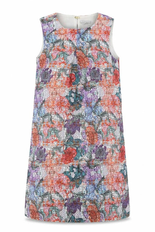 H&M Womens Multicoloured Floral Polyester Shift Size 8 Round Neck Snap
