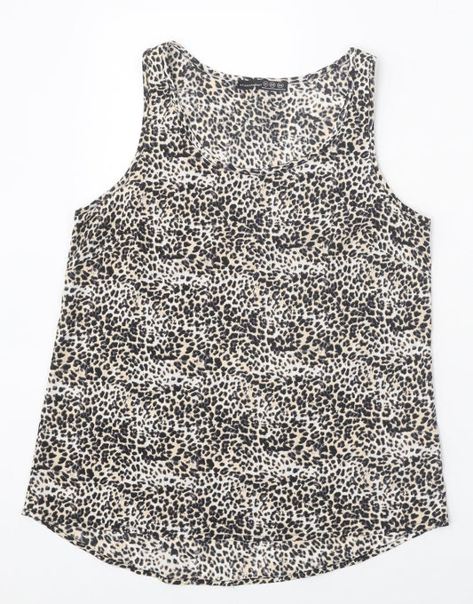 Atmosphere Womens Multicoloured Animal Print Polyester Basic Tank Size 10 Scoop Neck - Leopard Print