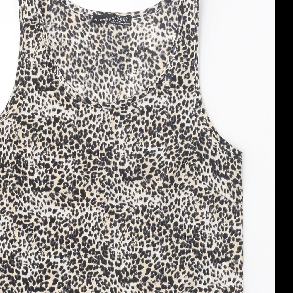Atmosphere Womens Multicoloured Animal Print Polyester Basic Tank Size 10 Scoop Neck - Leopard Print