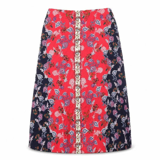 Preworn Womens Multicoloured Geometric Polyester Flare Skirt Size 33 in