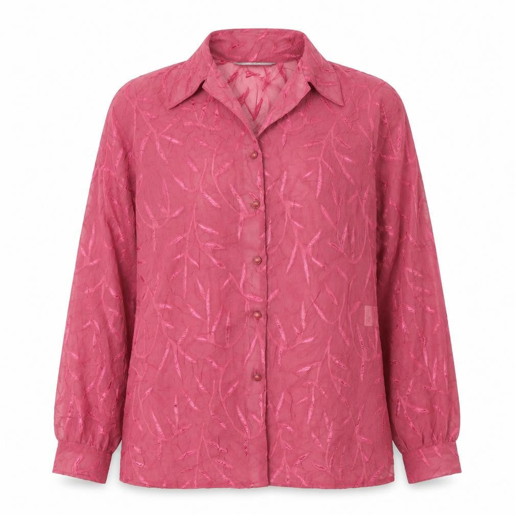 The Pearl Collection Womens Pink Geometric Polyester Basic Button-Up Size 12 V-Neck