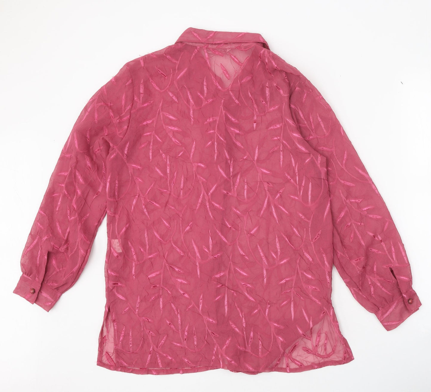 The Pearl Collection Womens Pink Geometric Polyester Basic Button-Up Size 12 V-Neck