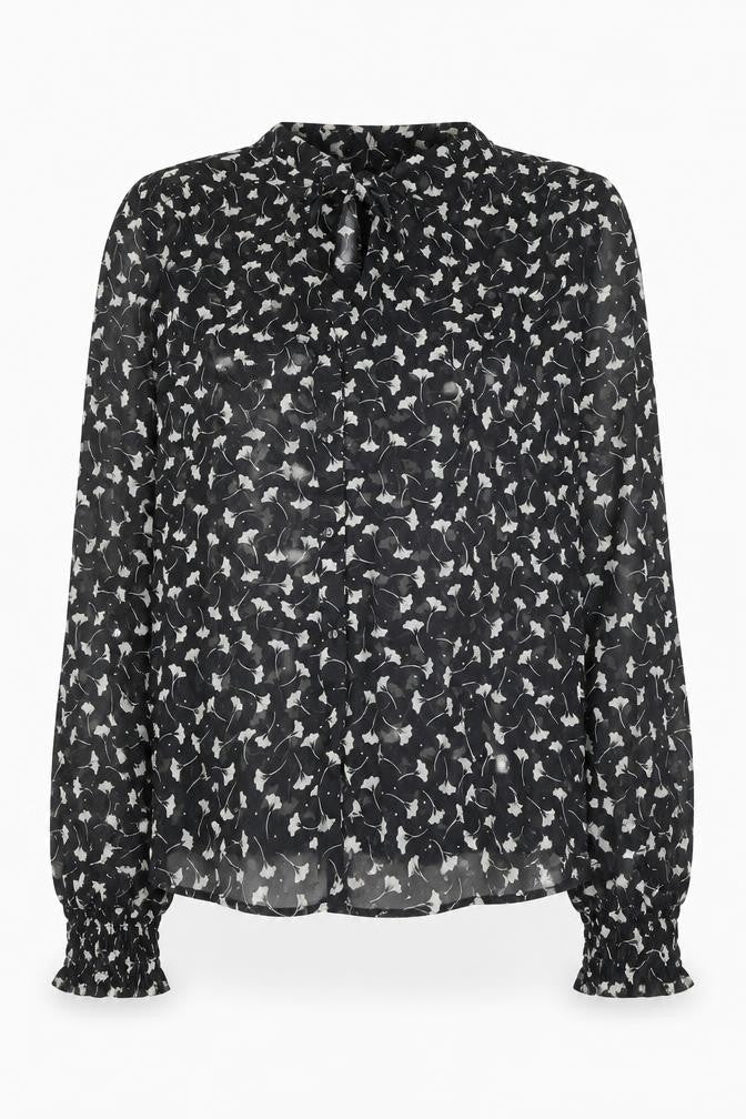 Atmosphere Womens Black Geometric Polyester Basic Button-Up Size 10 V-Neck