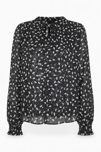 Atmosphere Womens Black Geometric Polyester Basic Button-Up Size 10 V-Neck