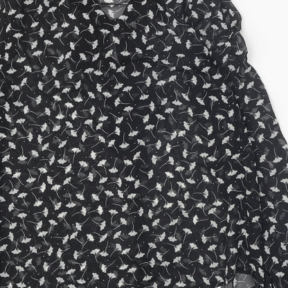 Atmosphere Womens Black Geometric Polyester Basic Button-Up Size 10 V-Neck