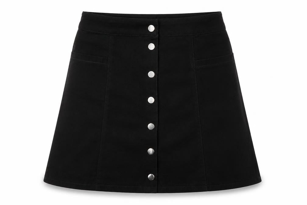 Divided Womens Black Polyester Mini Skirt Size 8 Snap